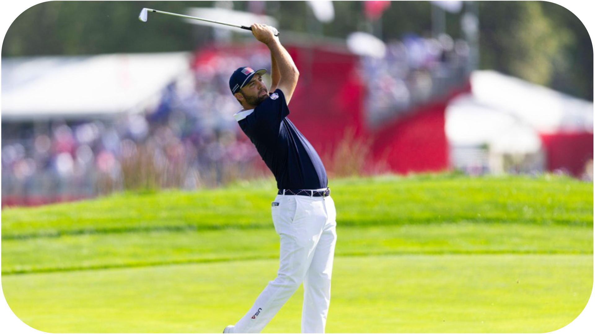 Scottie Schäffler beim Schlag während des Ryder Cups.